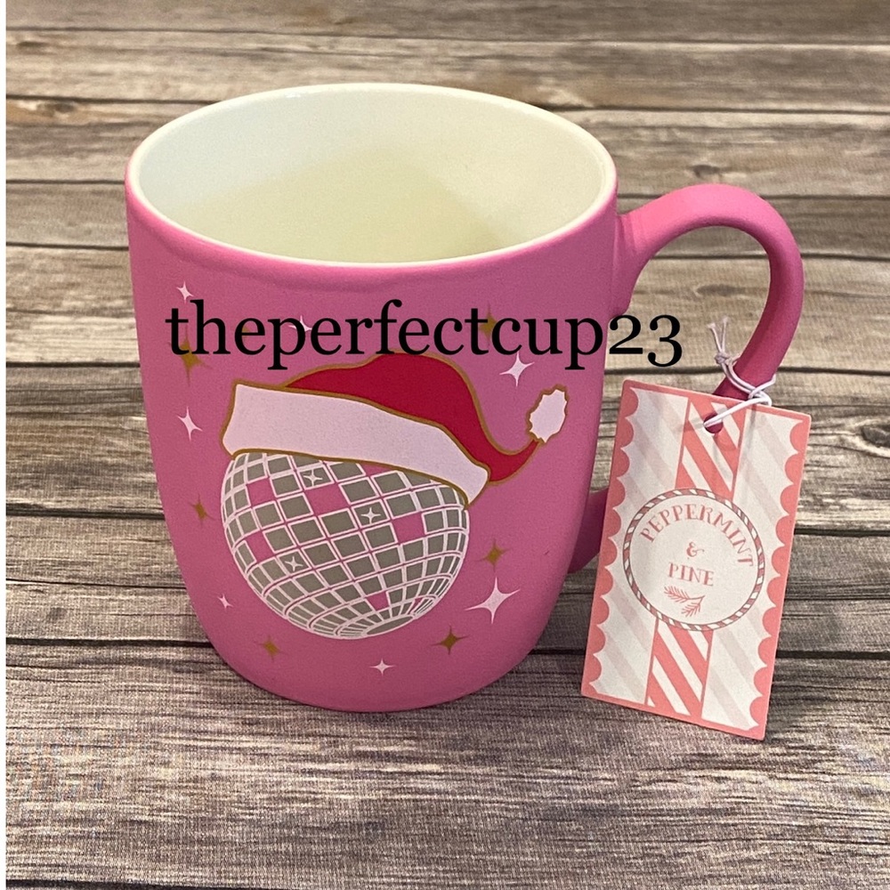 Pink Disco Ball with Santa Hat Soft Matte Mug